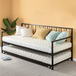 Zinus Twin Daybed - Eden Metal Daybed with Trundle - Space-saving Bed, Guest Bed Solution, Versatile Daybed, Mattress Foundation with Steel Slat Support, Easy Assembly, Black