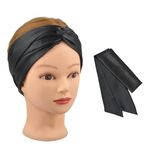 Satin Edge Scarf Women's Fashion Headbands Soft Satin Edge Laying Scarf for Lace Front Wig Fixing Makeup Sports Yoga Facial (1 Pieces，Black)