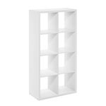 Furinno Cubicle Open Back Decorative Cube Storage Organizer, 8-Cube, White