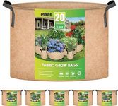 iPower 20 Gallon 5 Pack Grow Bags Nonwoven Fabric Pots Aeration Container with Strap Handles for Garden and Planting, 5-Pack Tan, 20 Gallon 20 Gallon