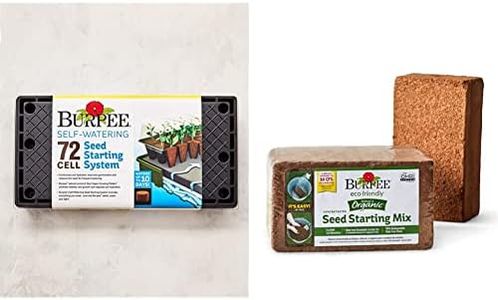 Burpee Self-Watering Seed Starter Tray, 72 Cells & Organic Coconut Coir Concentrated Seed Starting Mix, 16 Quart