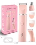 AREYZIN Bikini Trimmer for Women Pubic Hair Trimmer Body Groomer Electric Razors Shavers for Pubic Arms Leg Hair Removal, with Extra Nose Trimmer Head,Rechargeable,IPX7 Waterproof, Pink