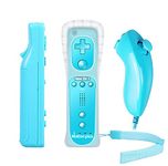 PowerLead Controller for Nintendo Wii, Built in Motion Plus Remote and Nunchuck Controller Compatible with Nintendo Wii and Wii U + Silicon Case (Blue)