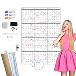 Large Dry Erase Wall Calendar - 52x36 Inches - Blank Undated Yearly Calendar - Whiteboard Premium Laminated Planner - Reusable Laminated Office Jumbo 12-Month Calendar (Vertical)