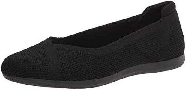 Clarks Women's Carly Wish Ballet Flat, Black Knit, 6.5 US