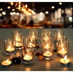 Pure Source India Glass Tea Light Candle Holders/Decorative Votive Glass, (Pack of 16- Clear)