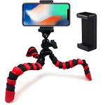 Acuvar 12" Inch Flexible Camera Tripod with Wrapable Disc Legs & Quick Release Plate + Universal Smartphone Mount for All Smartphones + eCostConnection Microfiber Cloth