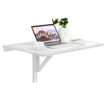 SFAREST Wall Mounted Table, Folding Multi-use Drop-Leaf Laptop Desk, Space Saving Hanging Table for Study, Bedroom and Living Room (White)