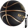Senston 27.5''/29.5'' Outdoor Basketball Excellent Elasticity Rubber Basketballs with Pump, Durable Size 5/7 Men Basketball (Black/Gold, Size 7/29.5'')