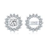 White Clear Cubic Zirconia CZ Round Pave Halo Earrings Jackets For Studs Jacket Only For Women .925 Sterling Silver