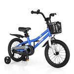 BABY JOY Kids Bike, 16 Inches Children Bikes for Boys Girls Age 3-8 Years w/Training Wheels, Handbrake, Coaster Brake & Removable Basket, Kids Bicycle of Multiple Colors