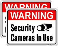 Joffreg Warning Security Cameras in Use,Video Surveillance No Trespassing Sign,18 x 25 cm,Reflective Aluminum,UV Protected,Weatherproof and Fade Resistant,Easy to Install,Outdoor or Indoor Use,2 Pack