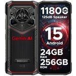 DOOGEE Blade 20 Pro Rugged Smartphone Android 15,125dB 3.5W loudspeaker Mobile Phones,11800mAh+6.6” HD Display Rugged Phone, 24GB+256GB/2TB,50MP+20MP+8MP, Triple card slots/NFC/OTG/GPS/Face ID - Red