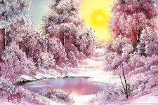 Bob Ross Winter Sun Art Print Canvas Painting Laminated Dry Erase Sign Poster 24x36