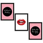 NIXWARE Wall Decor Motivational Make Up Wall Posters With Frames For Wall Decoration, Salon Parlour Decoration ( 11 inch x 14 inch) Set of 3 ,multicolor,Vinyl