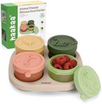 Haakaa Animal Friends Silicone Food Pod Set, 4oz/120ml Baby Food Containers & Jars with Tray, Leakproof Lids, Ice Cream Containers for Homemade Ice Cream,4 Pack,Oat Tray