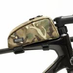 PACK2RIDE Toprock Frame Bag - Water Resistant, Durable Cordura Fabric & Bicycle Daily Essentials Holder - TopTube, Frame Storage, Bikepacking for Road, Gravel Cycling - Multicam Camo (1 L)