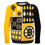 Forever Collectibles NHL Boston Bruins Busy Block Ugly Sweater, Medium, Black