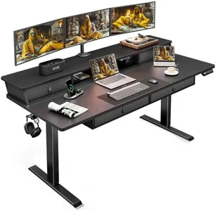 ErGear Standing Desk with Drawers, 63 x 30 Inches Height Adjustable Desk with Storage, Electric Sit Stand Desk, 4 Memory Preset Computer Home Office Desk with Cable Management Tray, Black