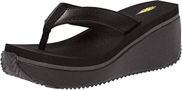 VOLATILE Womens Frappachino Platform Athletic Sandals Casual Low Heel 1-2" - Black, Black, 9