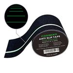 COSIMIXO Anti Slip Traction Tape with Glow in Dark Green Stripe, 4 Inch x 33 Feet - Best Grip Non Slip Tape, Friction, Abrasive Adhesive for Stairs, Tread Step, Indoor and Outdoor, Black