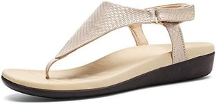 UTENAG Womens Arch Support Sandals Orthotic Adjustable Thong Flip Flops, Beige, 8.5