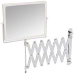 Jerdon J2020C 8.3-Inch Two-Sided Swivel Wall Mount Mirror with 5x Magnification, 30-Inch Extension, Chrome and White Finish