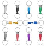 10 PCS Quick Release Detachable Keychain, Linkstyle Double Rings Pull Apart Key Chains, Spring Split Snap Separate Keychains for Bag Purse Belt, Multicolor