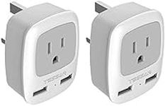 UK Plug Adapter 2 Pack, TESSAN Canada to UK Travel Plug Adapter, Type G Power Adapter with 2 USB 2 Electrical Outlets for CA/US to Dubai Ireland England London Scotland British Dubai Kenya Hong Kong