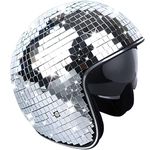 Disco Ball Helmet with Retractable Visor Silver Glitter Mirror Glass Disco Ball Hat Helmet for Women Men DJ Club Stage Bar Party Wedding