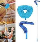 Lalafancy Ceiling & Fan Duster with Extension Long Handle, 2 in1 Microfiber Fan Cleaning Duster Blade Cleaner Removable Washable for Cleaning Wall Furniture Bookshelves Door, Up to 10 Ft. Reach