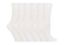 IOMI Footnurse - Ladies 6 Pair Multipack Non Elastic Diabetic Socks with Gentle Grip Wide Top 4-8 (4-8, White)