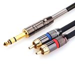 Tisino 6.35mm Jack to Phono Cable, 6.35mm TRS to RCA Stereo Audio Cable 1/4 inch Jack to 2 RCA Male Y-Splitter Lead - 0.5m