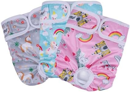Dono Reusable Female Dog Nappies 3 Pack, Super Absorbent Washable Dog Diapers, Comfortable Pet Diapers Sanitary Panties for Small Medium Large Dogs (Rainbow Horse, XS)