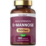 D-Mannose Tablets 1500mg | 180 Vegan Count | High Strength DMannose Supplement | No Preservatives | by Horbaach