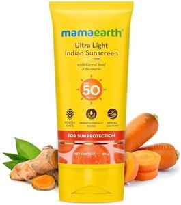 Mamaearth Ultra Light Indian Sunscreen with Carrot Seed & Turmeric|SPF 50 PA ++++|UVA & UVB Protection|No White Cast|Non-Greasy & Quick Absorbing|Super Lightweight|Suits All Skin Types|80 g