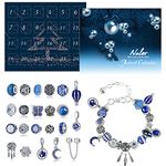 Naler Advent Calendars 2024, Advent Jewelry Pendant Charms Gift for Girls Women DIY Fashion Bracelet Necklace Xmas Countdown Countdown Calendar Gifts, Blue