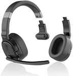 MONODEAL Trucker BT Headset, BT Headset with Microphone Noise Canceling(ENC) Dual Mic, Mute Button, 3 EQ Music Modes, Single and Dual Ear Wireless Headphones for Office Home Work