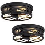 ZHU YAN 2 Pack Flush Mount Ceiling Light Fixture,3-Light Hallway Light Fixtures Ceiling,Black Ceiling Light Fixture,13 inch Light Fixture Ceiling Mount for Kitchen Entryway Hall,E26 Base