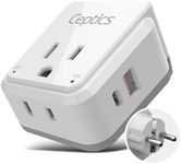 Ceptics Germany, Korea Travel Plug Adapter Set, 20W PD & QC, Safe Dual USB & USB-C - 2 USA Socket - Use in Schuko, France, Russia, Netherlands - Includes Type E/F SWadAPt Attachments