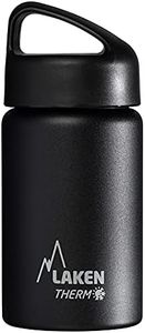 Laken Thermo Classic Vacuum Insulated Stainless Steel Wide Mouth Water Bottle with Screw Cap, 12 Oz, Black