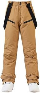 RIUIYELE Women's Detachable Ski Bib Pants Outdoor Windproof Waterproof Snow Pants Insulated Warm Pants Khaki XL