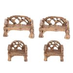 Yardenfun 4pcs Faux Table Chair Miniature Garden Furniture Mini Dollhouse Terrariums Fairy Trinkets Resin