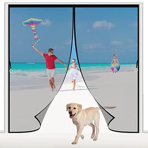 Magnetic Fly Screens for Windows Black 230x265cm with Full Frame Magic Tape and Powerful Magnets That Snap Shut Automatically for Keep Fresh Air in and Anti Mosquito