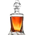 FineDine European Style Glass Whiskey Decanter & Liquor Decanter with Glass Stopper, 30 Oz.- With Magnetic Gift Box - Aristocratic Exquisite Quadro Design - Glass Decanter for Alcohol Bourbon Scotch.