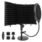 Rigych Microphone Isolation Shield with Pop Filter and Mic Stand, Sound Proof Mic Isolation Shield, High Density Absorbent Foam Microphone Stand for Recording Studio Vocal Booth Equipment (3 Panels)