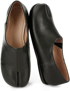 UBWDU Black Tabi Ballet Flat Shoes for Women Slip on Split Toe Ballerina Flats Low Heel Wide Width Dressy Comfortable Casual Shoes Size 8.5