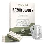 Zomchi Double Edge Razor Blades 2.0, 100 Counts Safety Razor Blades for Shaving, Platinum Stainless Steel Shaving Blades for Men and Women, Fits All Standard Double Edge Razors