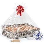 Woodluv Create Your Own - Wicker Gift Hamper Basket Kit Christmas Presents, Christening, Wedding, Baby Shower or Birthday Gift - Grey