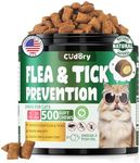 Cudory Flea and Tick Prevention for Cats, 500 Cat Flea Treatment Chews | Crunchy & Creamy Chews with Skin and Coat Support for Cats, Oral Supplement for All Breeds & Ages, Natural Chicken Flavor